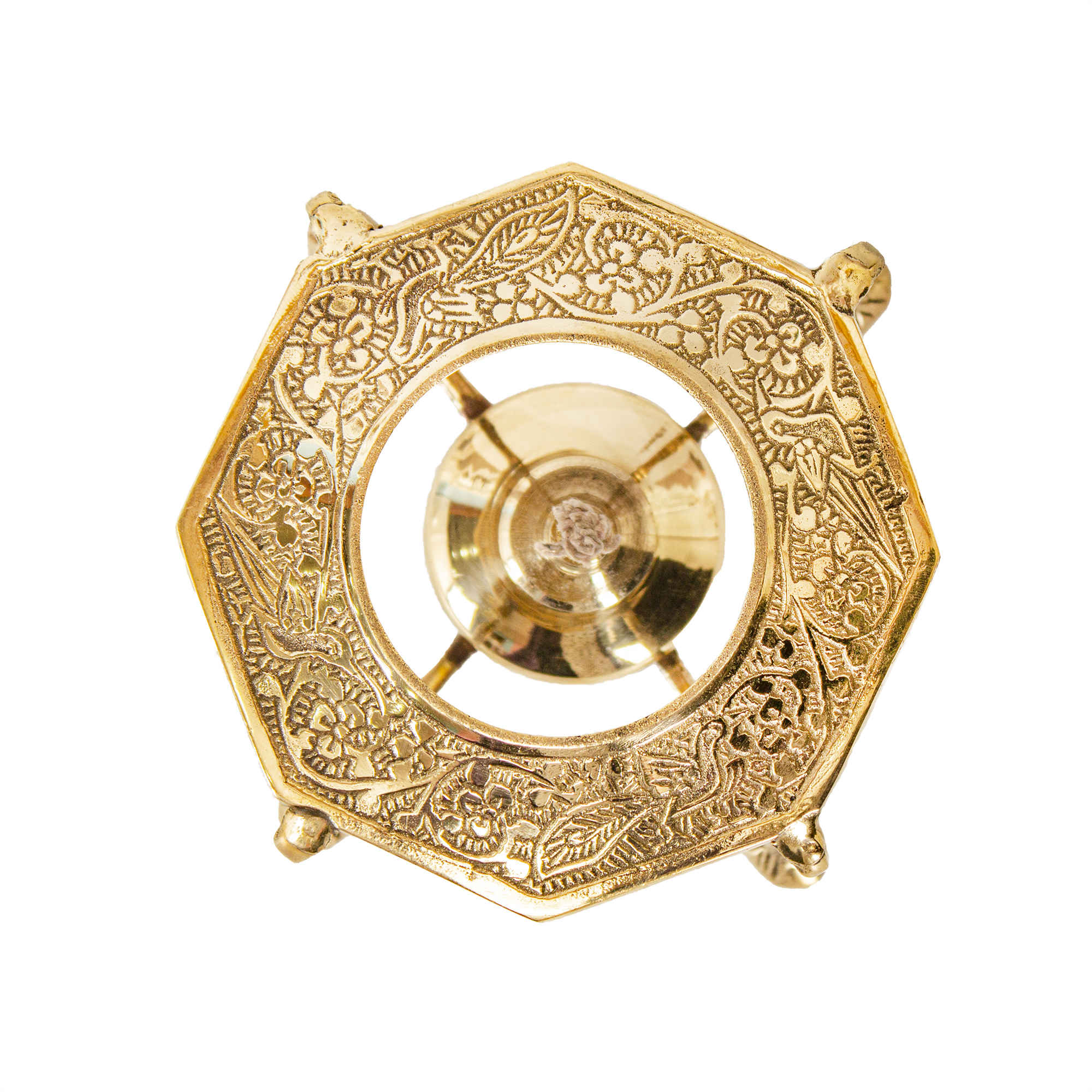 Messing-Teekanne mit Wärmerbasis handgraviert luxuriöses Design