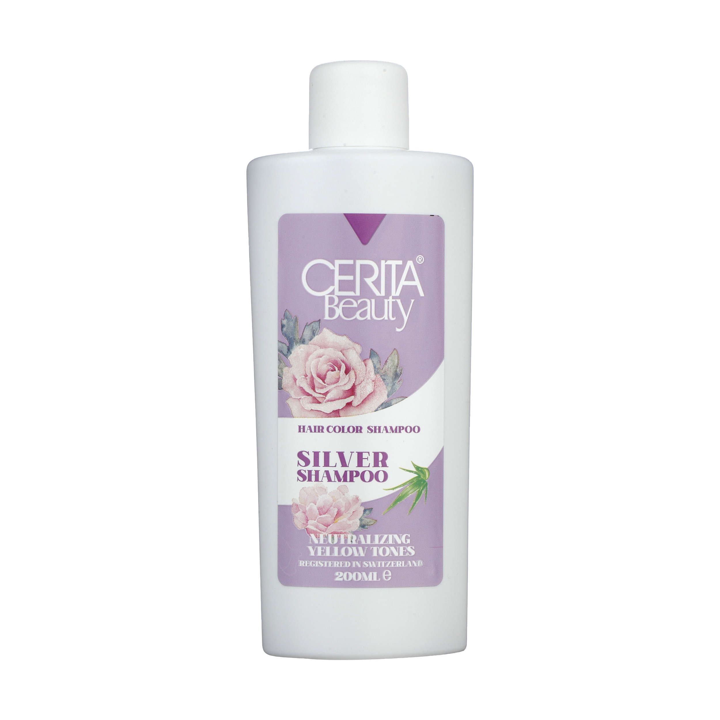 Cerita Beauty Silber Haarfarbe Anti-Gelbstich Shampoo – Neutralisiert Gelbtöne
