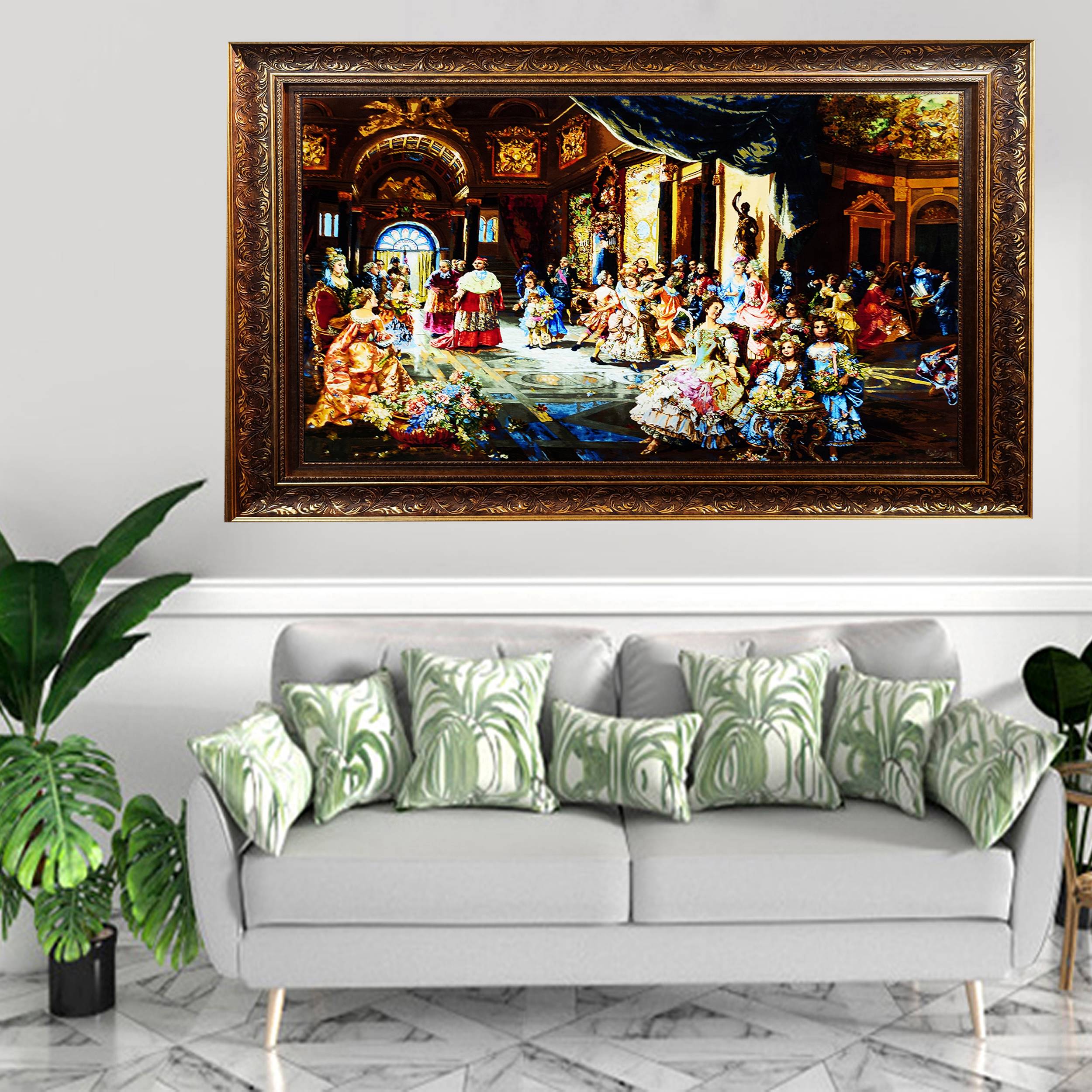 Handgeknüpfter persischer Bildteppich aus Tabriz, der Cesare-Auguste Dettis A Delightful Performance darstellt