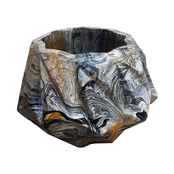 Betonvase, handgefertigt mit Harz-Hydro-Dip in Grau