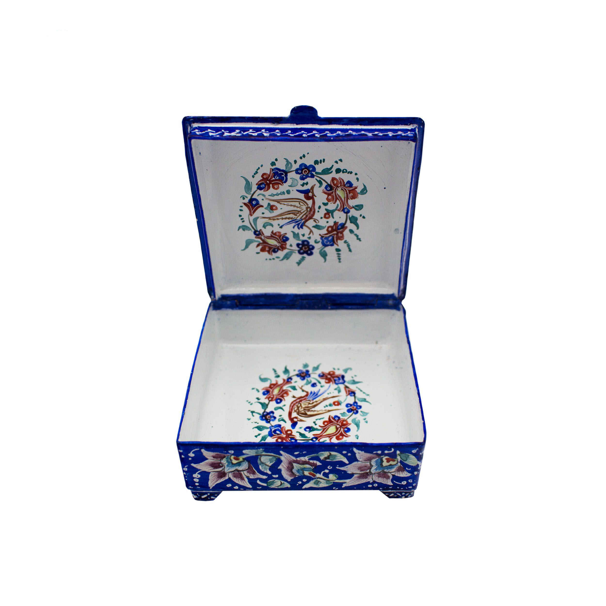 Kupfer-Schmuckbox handbemalt mit persischem Minakari-Emaillierung Blumen