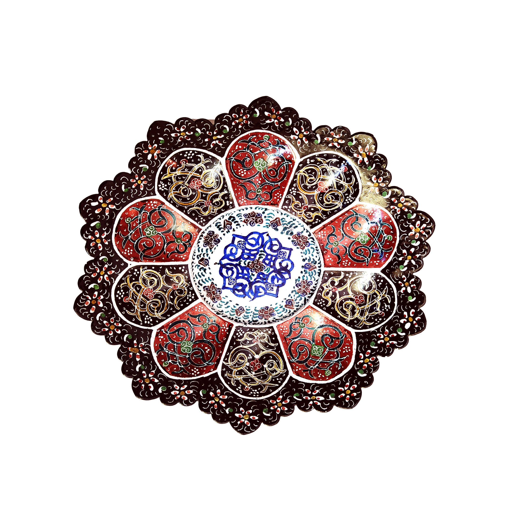 Dekorative Kupferschale & Teller Handgemalt Mit Persischer Minakari Emaille Azrakhsh