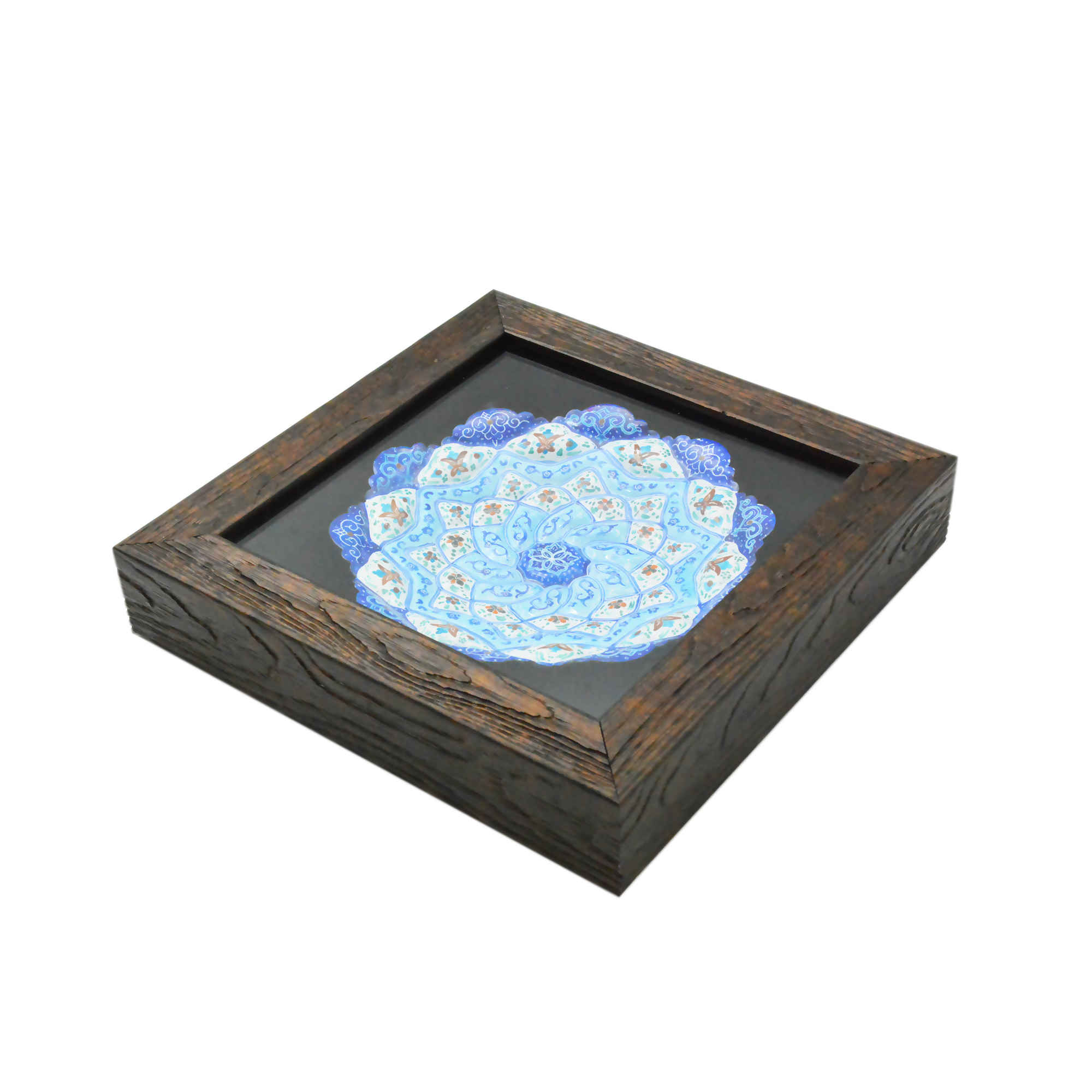 Dekorativer Kupferteller handgemalt mit persischem Minakari Emaille Daryai