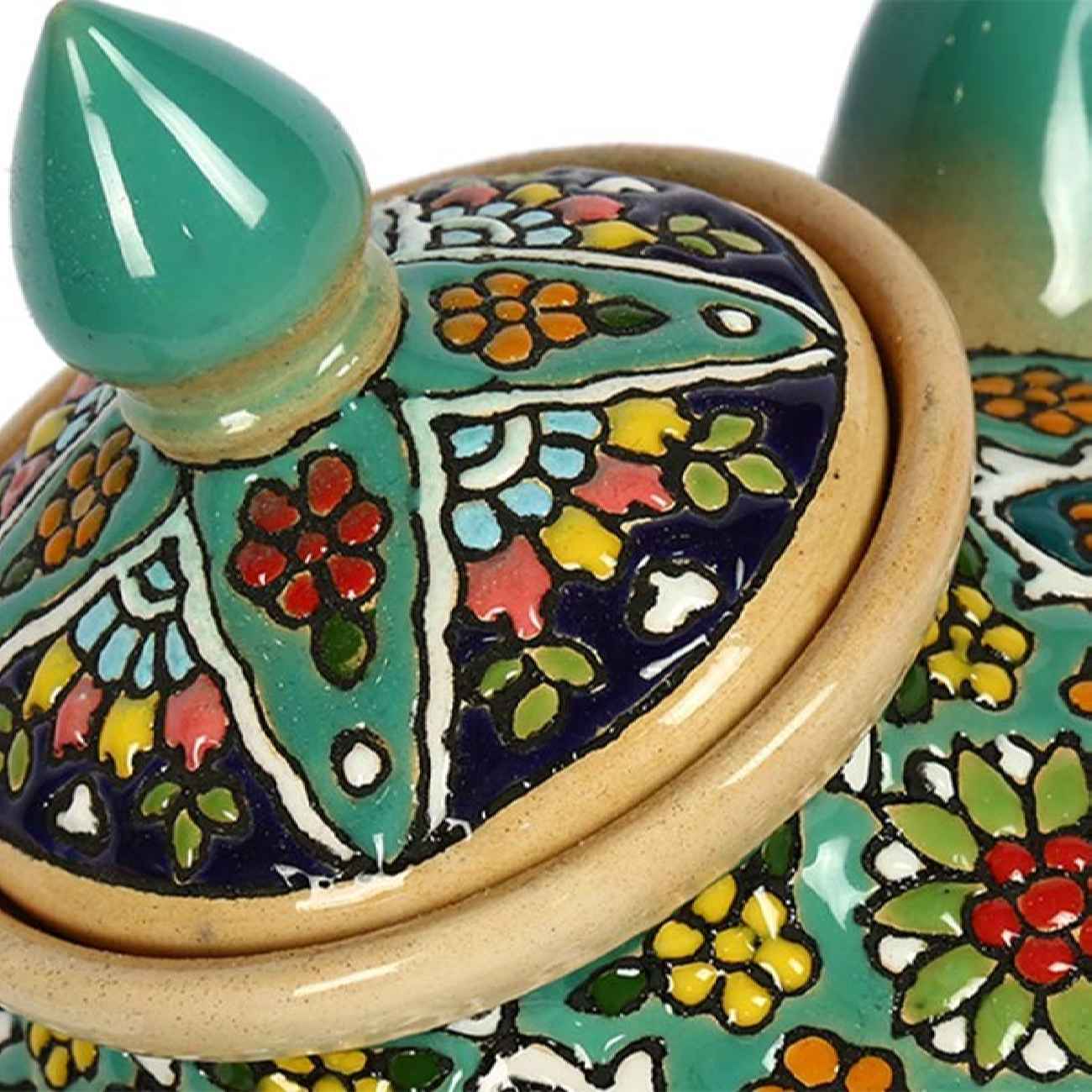 Dekorativer Töpfer-Teekessel mit Minakari-Emaille-Technik