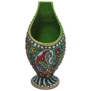 Dekorative Töpfervase, handbemalt mit persischer Minakari-Emaille Bote Jeghe