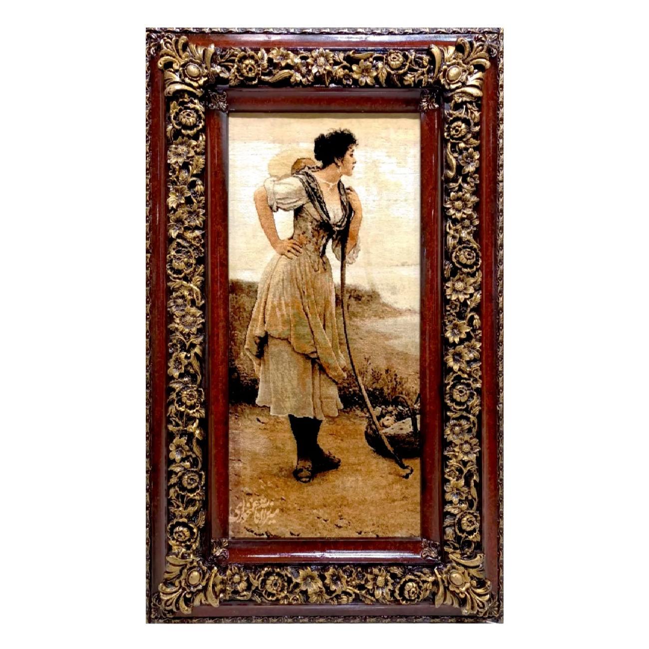 Handgeknüpfter persischer Bildteppich aus Tabriz, der Eugene De Blaas' Daydreaming darstellt
