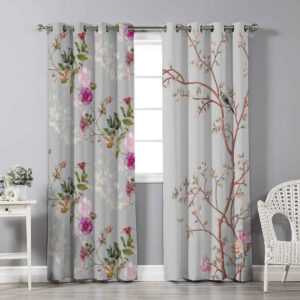 Gedruckter Samt Ösenvorhang – Floral Hana (280×140 cm)
