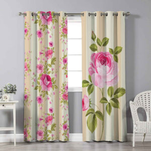 Gedruckter Samt Ösenvorhang – Floral Sahel (280×140 cm)