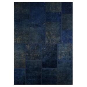 Vintage persischer handgeknüpfter Patchwork-Teppich marineblau