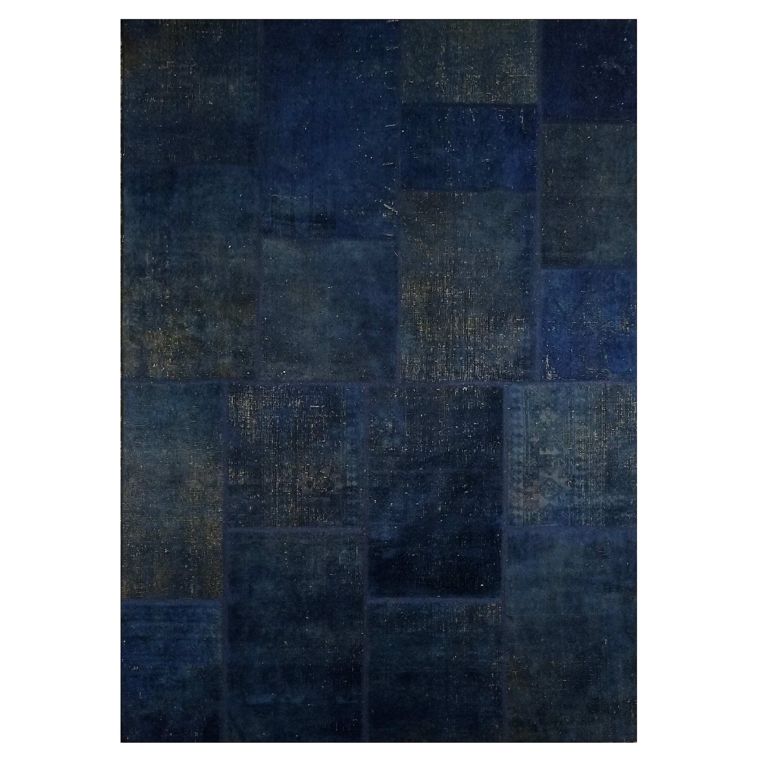 Vintage persischer handgeknüpfter Patchwork-Teppich marineblau