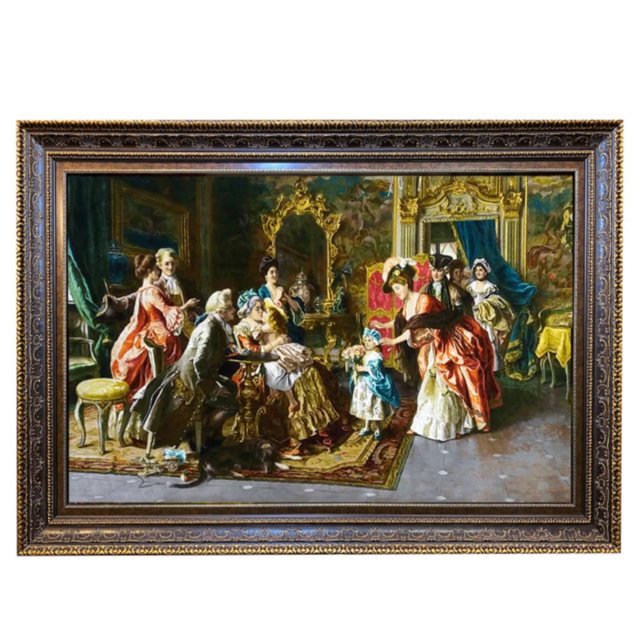 Handgeknüpfter persischer Bildteppich, der den Geburtstag der Großmutter darstellt, Arturo Ricci