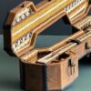 Hartschalenkoffer für persisches Tar-Instrument, handgefertigt aus Tannenholz und Leder
