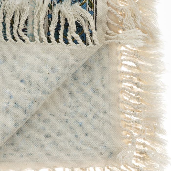 Iranische Tischdecke: Isfahans Traditioneller Kalamkari Blockdruck Blau