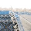 Iranisches Tischtuch: Isfahans traditionelle Kalamkari Blockdruck Himmelsblau