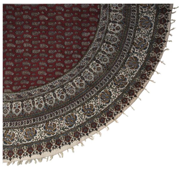 Iranisches Tischtuch: Isfahans traditionelle Kalamkari Blockdruck Kreis