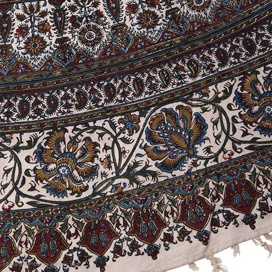Iranisches Tischtuch: Isfahans traditionelle Kalamkari Blockdruck Kreis