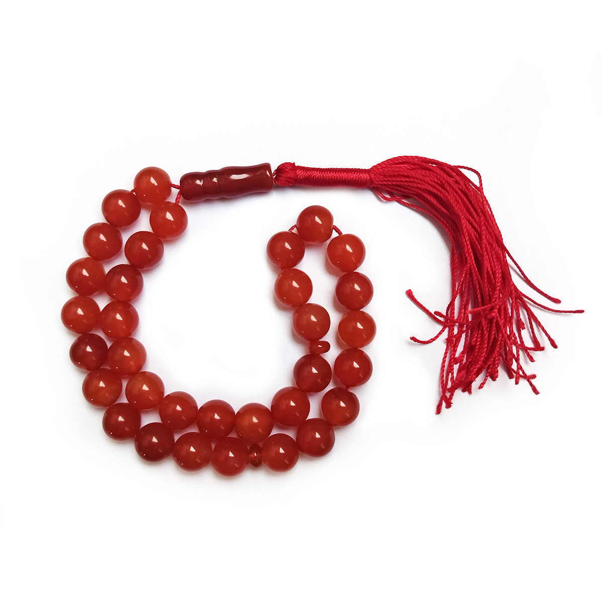 Islamischer Achat-Rosenkranz mit 33 Gebetsperlen Tasbih Rot