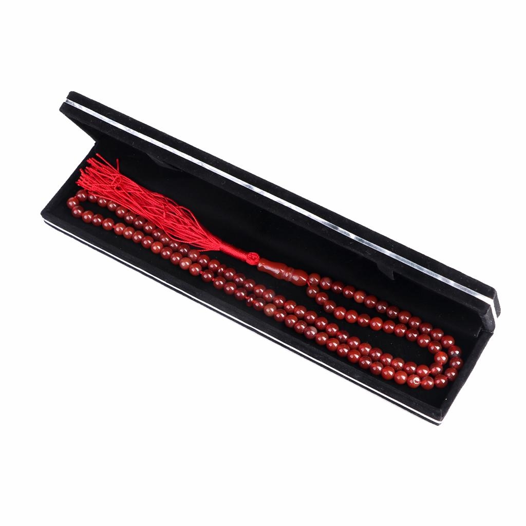 Islamischer Achat-Rosenkranz mit 101 Gebetsperlen Tasbih Rot