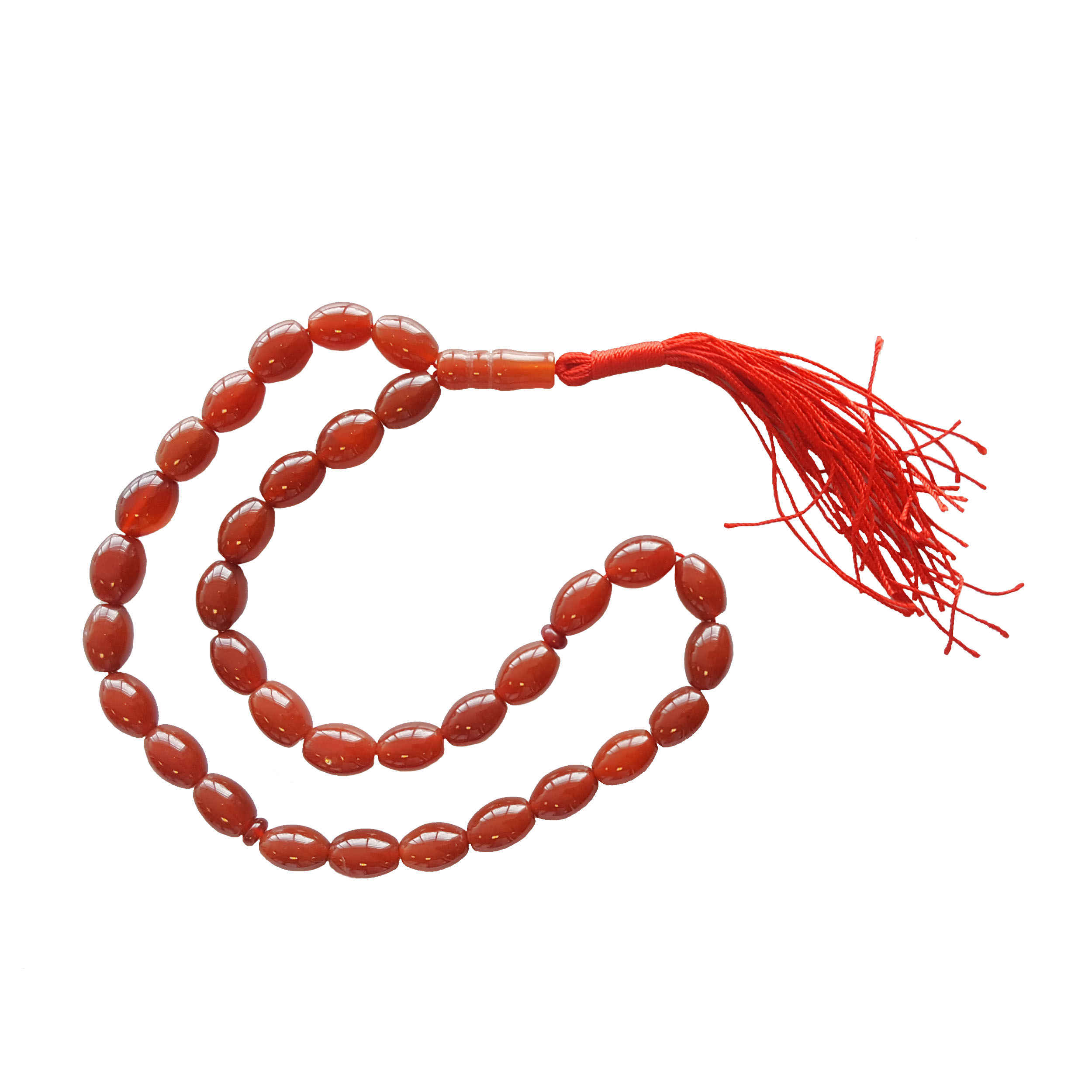 Islamischer Achat-Rosenkranz mit 33 Gebetsperlen Tasbih Rot I