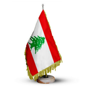 Libanon Tischflagge mit Steinbasis