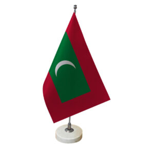 Maldiven Tischflagge mit Steinbasis