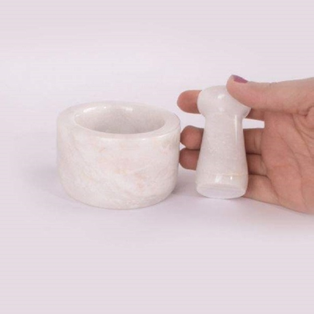 Marmorsteinmörser & Stößel Set handgefertigt für Kräuter und Gewürze