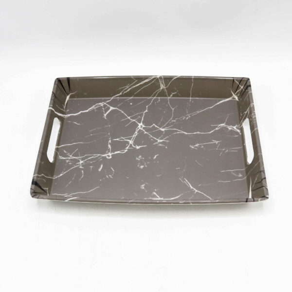 Melamin-Serviertablett, leicht & langlebig, graues Marmordesign