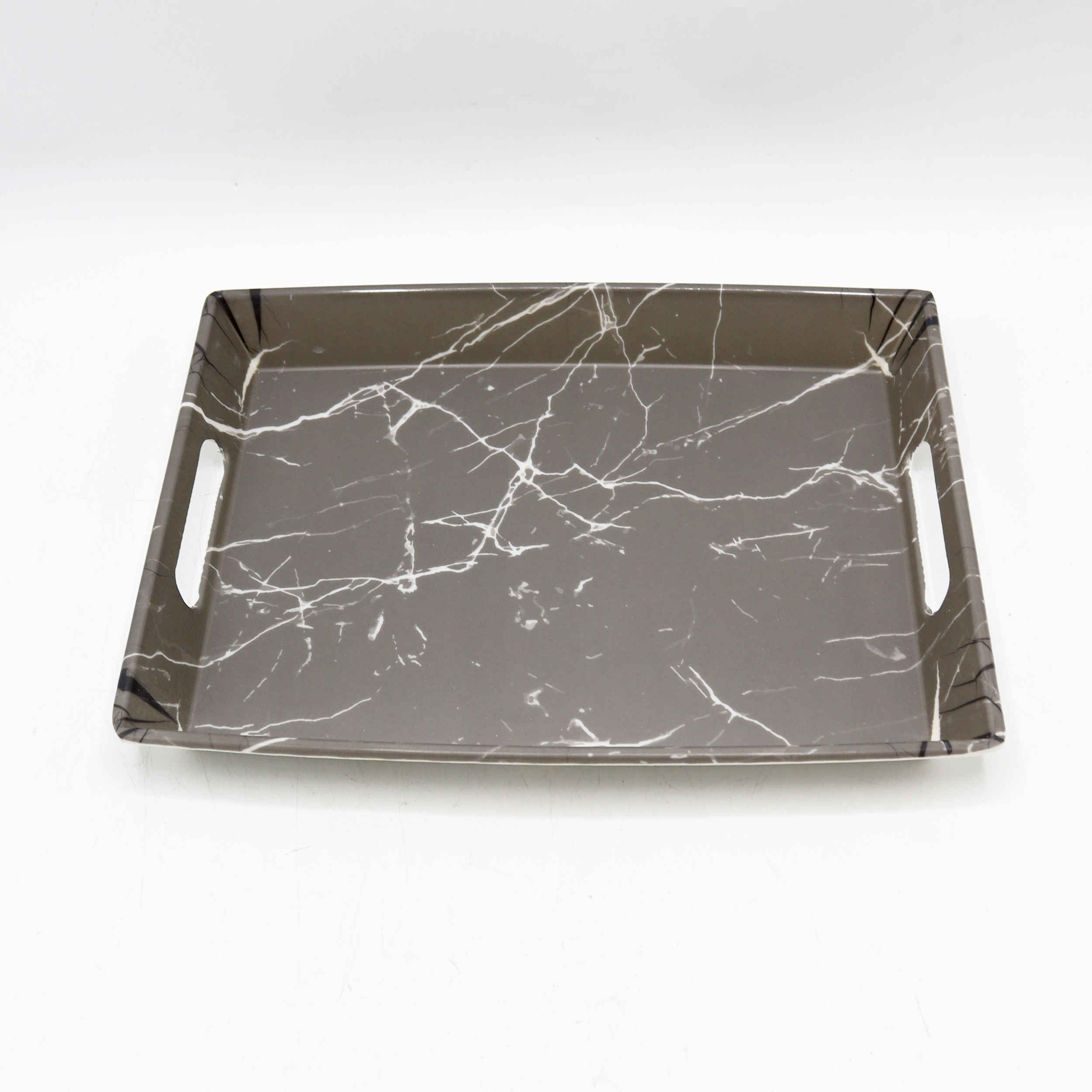 Melamin-Serviertablett, leicht & langlebig, graues Marmordesign