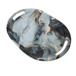 Melamin-Serviertablett, leicht & langlebig, rundes graues Marmordesign