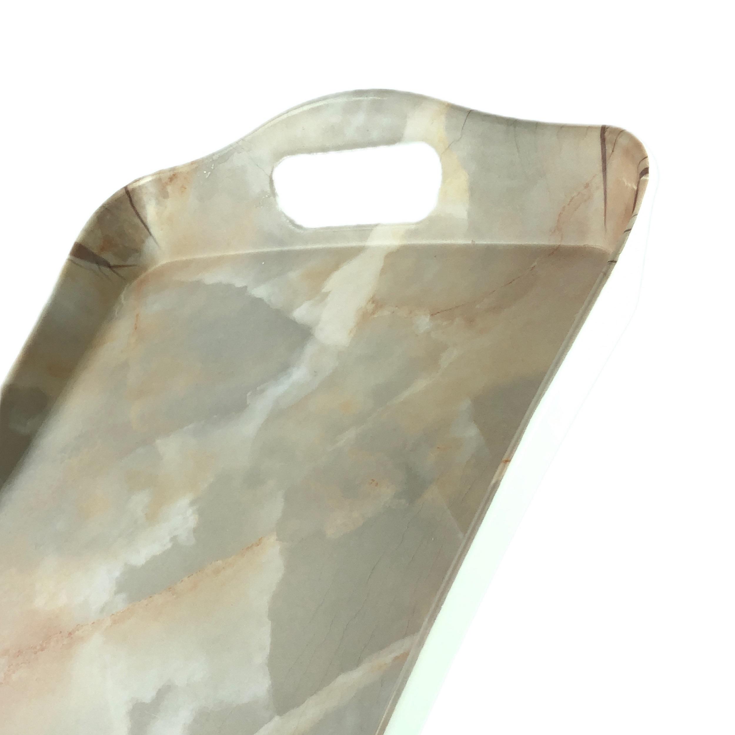 Melamin-Serviertablett, leicht & robust, Marmordesign