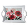Melamin-Serviertablett, leicht & langlebig, rotes Rosen-Design