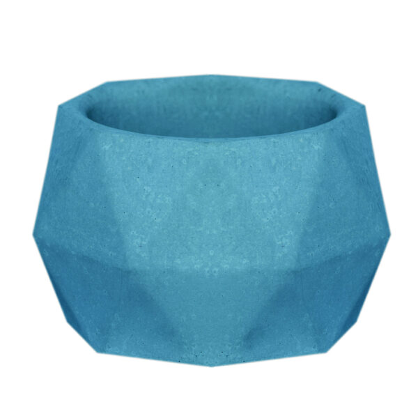 Minimalistische Betonvase, handgefertigt, Polyhedral Blau
