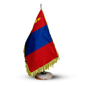 Mongolei Tischflagge mit Steinbasis