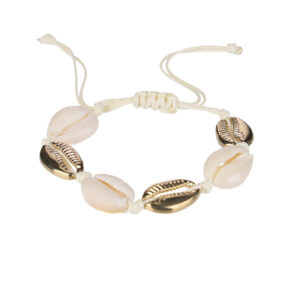 Handgemachtes Einstellbares Natürliches Muschelarmband – Weiß