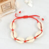 Handgemachtes Natürliches Muschelarmband mit Rotem Band – Einzigartiges Design