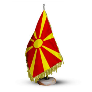 Nordmazedonien Tischflagge mit Steinbasis