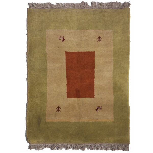 Original persischer Gabbeh-Wollteppich handgewebt in Fars jadegrün