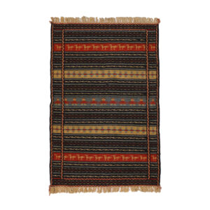 Original persischer Woll Kelim Teppich traditionell handgewebt in Khorasan gestreift