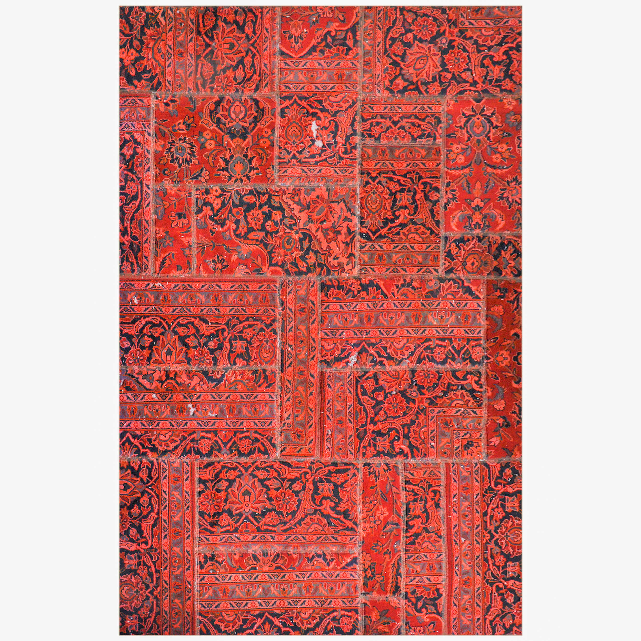 Vintage persischer handgeknüpfter Patchwork-Teppich rot
