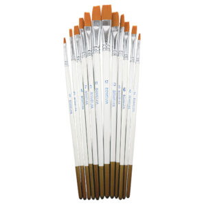 12-teiliger flacher Borstenpinsel-Set für Aquarell, Acryl und Gouache