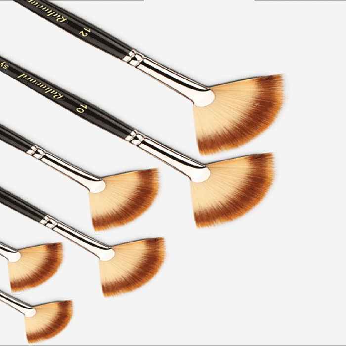 6-teiliger Fächer-Borstenpinsel-Set mit Holzgriffen