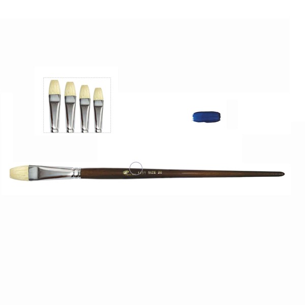 9-teiliger natürlicher flacher Borstenpinsel-Set mit Holzgriffen