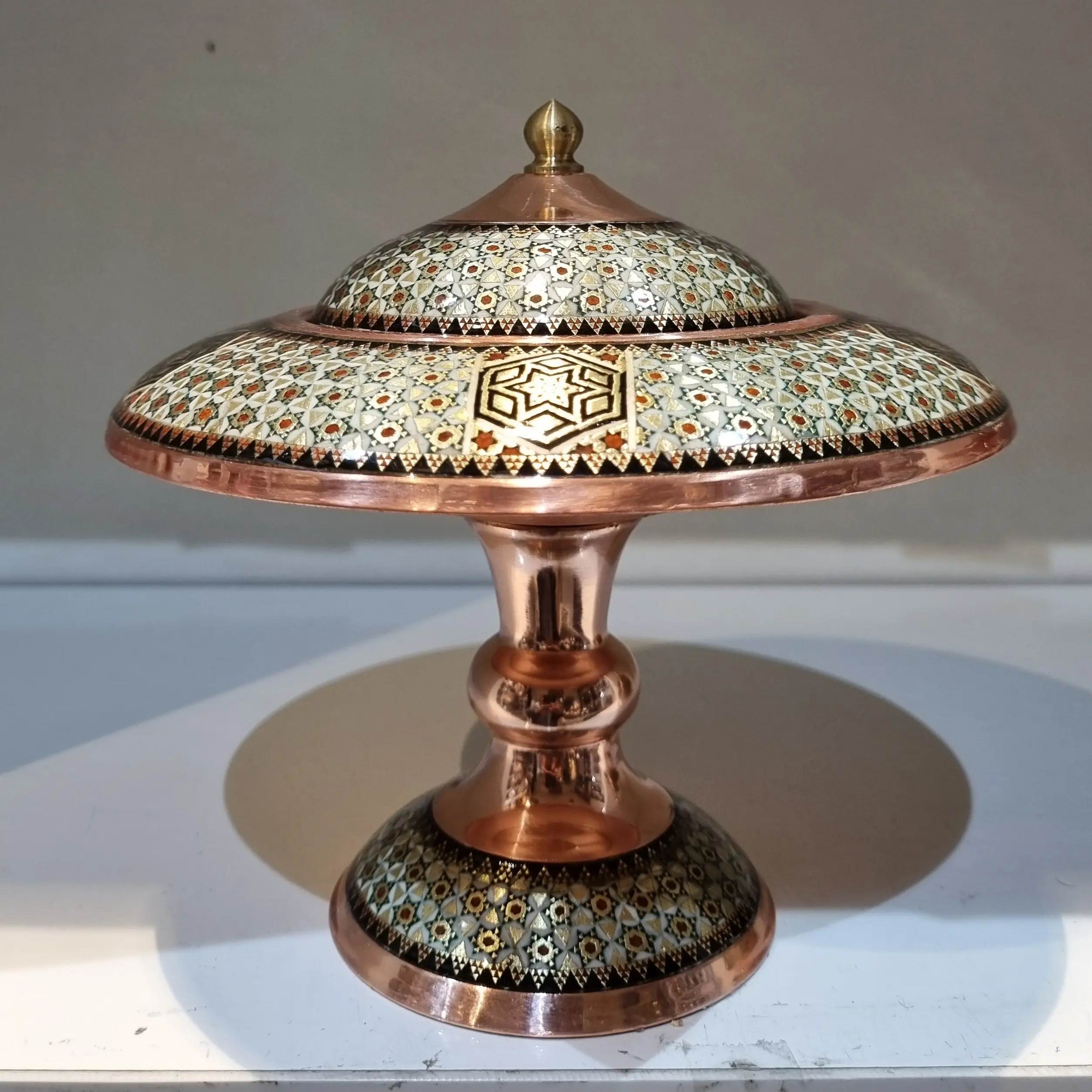 Persischer Messing-Kaviar-Servierer mit Khatamkari-Einlegearbeit