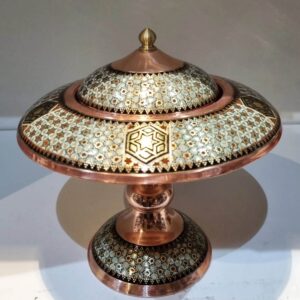 Persischer Messing-Kaviar-Servierer mit Khatamkari-Einlegearbeit