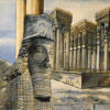 Handgeknüpfter persischer Bildteppich aus Tabriz, der Persepolis darstellt