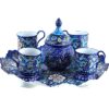 Handgefertigtes persisches Tee- und Kaffeeset aus Kupfer - Minakari Emailliert Blau
