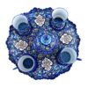 Handgefertigtes persisches Tee- und Kaffeeset aus Kupfer - Minakari Emailliert Blau