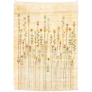 Persischer Gabbeh-Wollteppich handgewebt in Fars floral creme
