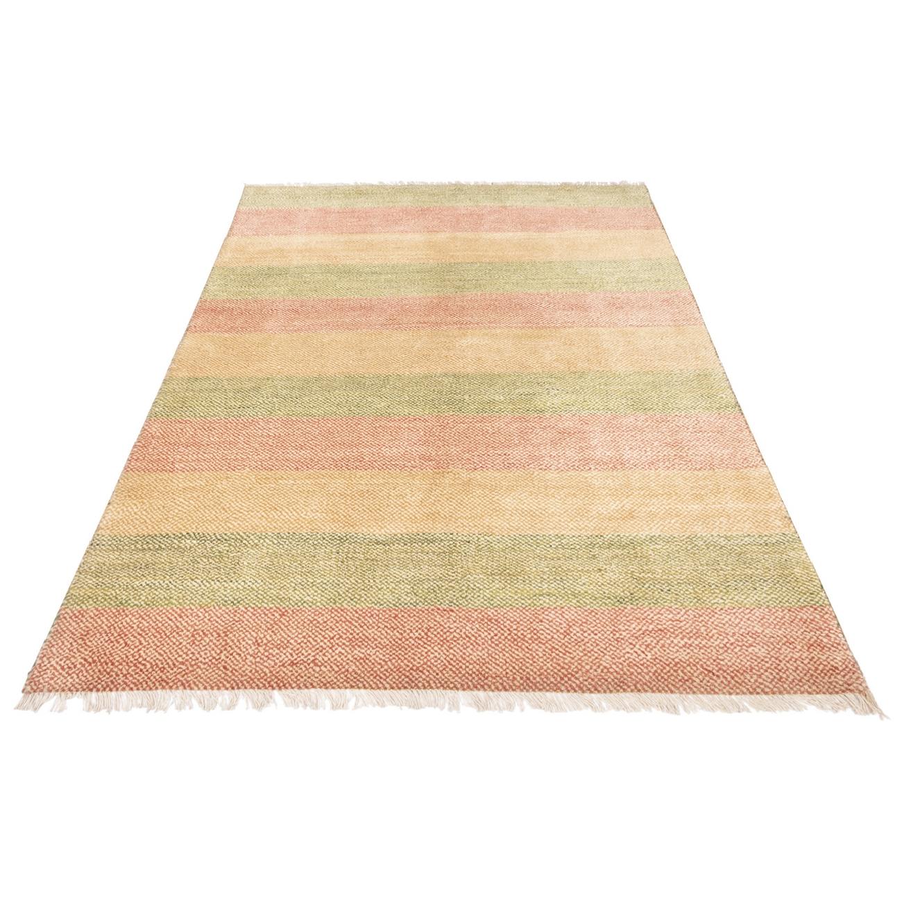 Original persischer Gabbeh-Wollteppich handgewebt in Fars gestreift