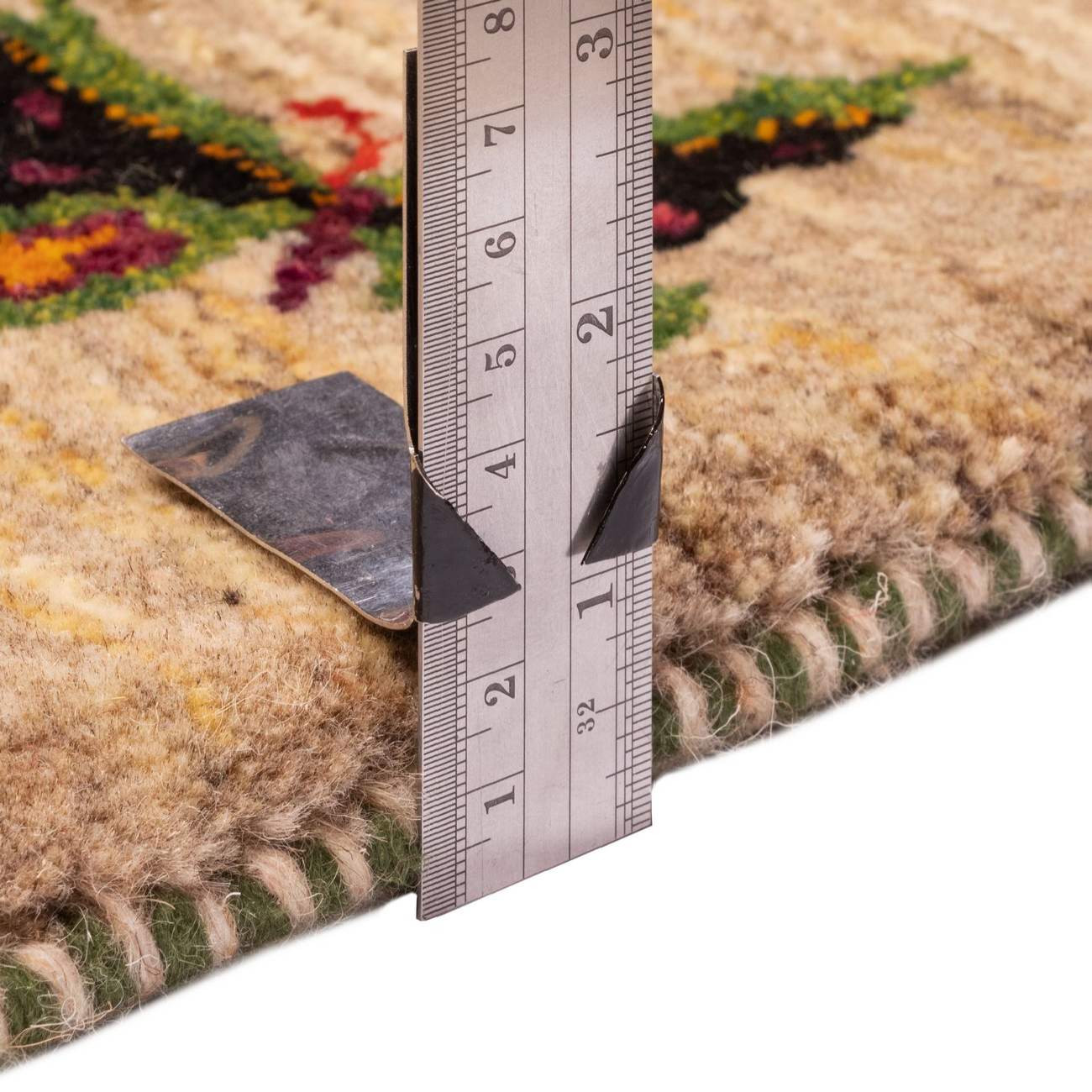 Persischer Gabbeh-Wollteppich handgewebt in Fars Schmetterling creme